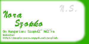 nora szopko business card